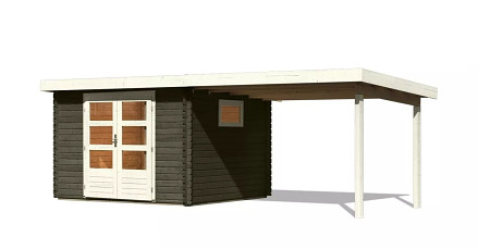 dřevěný domek KARIBU TRITTAU 3 + přístavek 330 cm (41537) terragrau LG4170