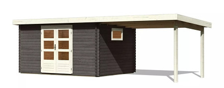 dřevěný domek KARIBU TRITTAU 5 + přístavek 330 cm (41578) terragrau LG4193