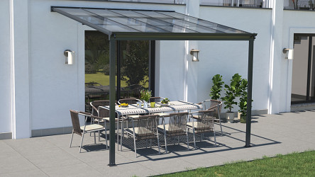 hliníková pergola LANITPLAST WALL 33 FSX antracit + bronz PC LG4303