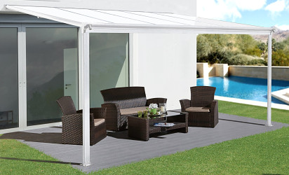 hliníková pergola LANITPLAST WALL 33 FSX bílá + bronz PC LG4310