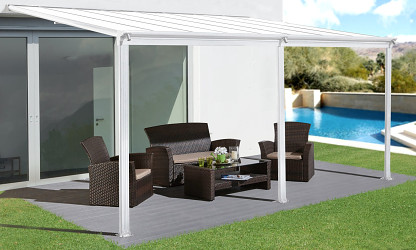 hliníková pergola LANITPLAST WALL 43 FSX bílá + bronz PC LG4314